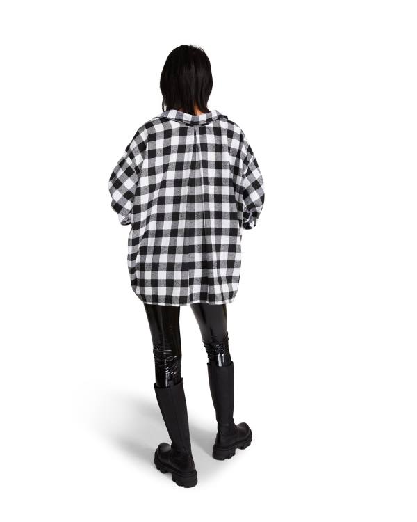 Dámské Topy Steve Madden Oversized Gingham Flannel Černé | SM-628JB