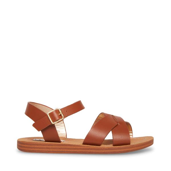 Dětské Sandály Steve Madden Jleague Cognac Hnědé | SM-598AY