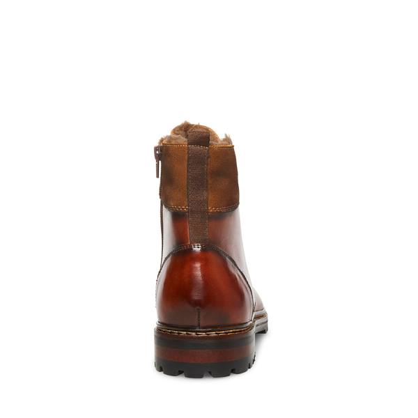 Pánské Boty Steve Madden Strategyy Cognac Læder Hnědé | SM-037XA