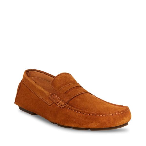 Pánské Loafers Steve Madden Italo Cognac Semišové Hnědé | SM-186TJ