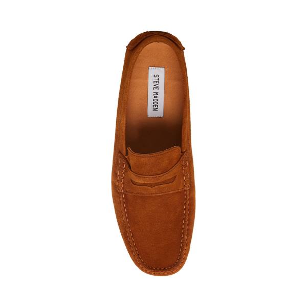 Pánské Loafers Steve Madden Italo Cognac Semišové Hnědé | SM-186TJ