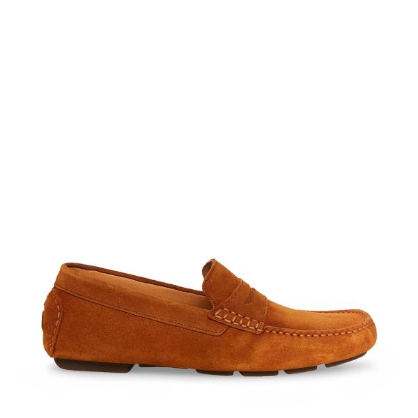 Pánské Loafers Steve Madden Italo Cognac Semišové Hnědé | SM-186TJ