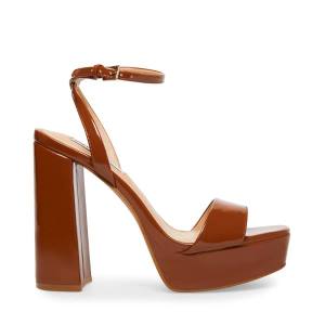 Dámské Lodičky Steve Madden Lessa Cognac Lakovaná Heel Hnědé | SM-742CT