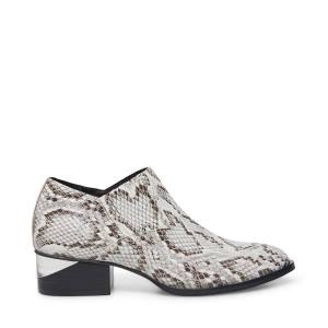 Dámské Nízké Kozačky Steve Madden Barnett Snake Černé Bílé Hadí Kůže | SM-948VF