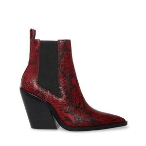 Dámské Nízké Kozačky Steve Madden Caution Snake Červené Hadí Kůže | SM-936JB