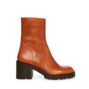 Dámské Nízké Kozačky Steve Madden Naya Cognac Læder Hnědé | SM-914BP