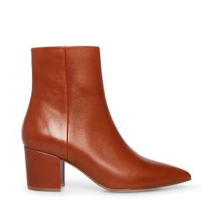 Dámské Nízké Kozačky Steve Madden Ossie Cognac Læder Hnědé | SM-375TN