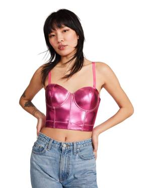 Dámské Topy Steve Madden Metallic Bustier Růžové | SM-651PG